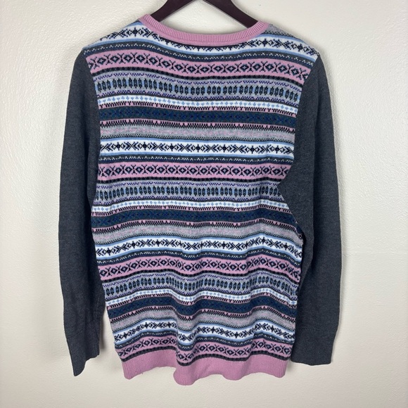 Talbots Fair Isle Lambswool Blend Crew Neck Sweater Multicolored Womens Sz Large - Picture 3 of 4
